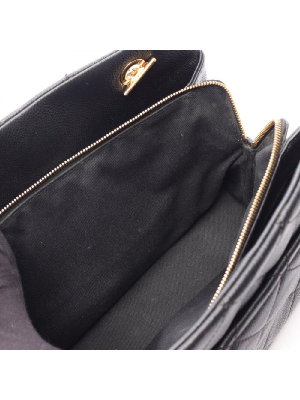 Chanel Tote Quilted Black Caviar Leather CC Logo Chain - Picture 6 of 9